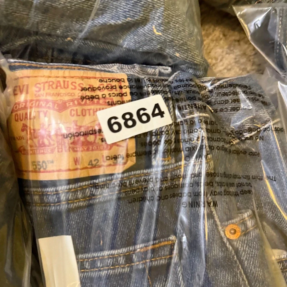 Levis 550 Relaxed Fit Blue Denim Jeans Mens 42x32‎ Tapered Leg 100% Cotton